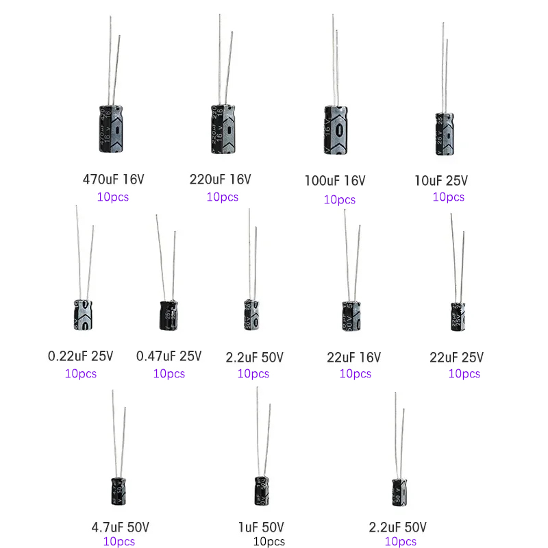 120 шт., 12 видов электролитич – обзор и цена Capacitor Kit Assortment