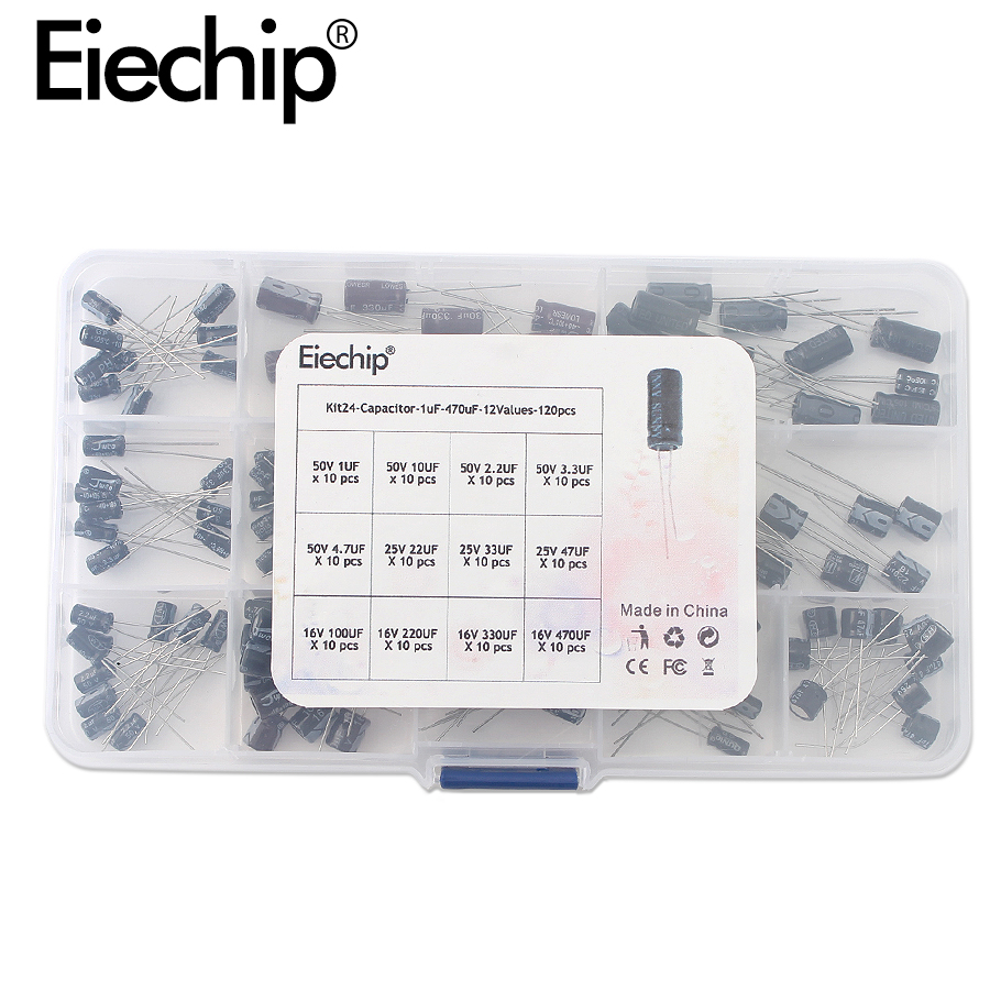 120 шт., 12 видов электролитич – обзор и цена Capacitor Kit Assortment